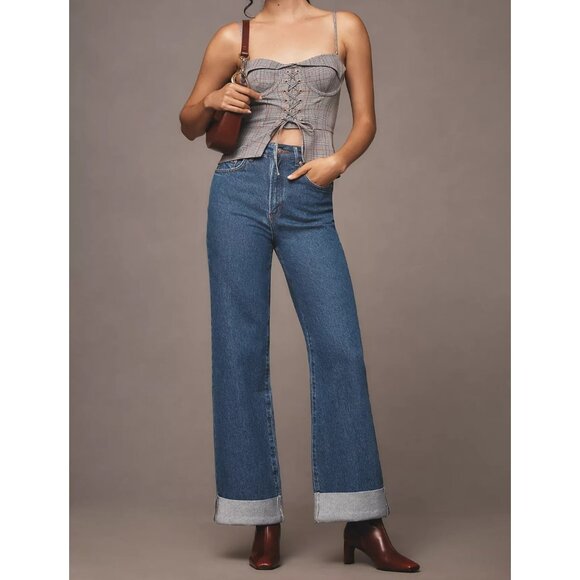 The Austyn High-Rise Cuffed Wide-Leg Jeans by Pilcro 22W PLUS SIZE - Picture 2 of 4